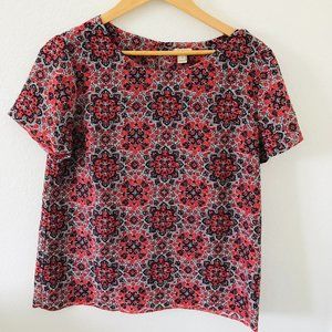 J. Crew Top, Women's Shirt, Sz M, Red Blouse Casual, Light Use, Paisley Pattern